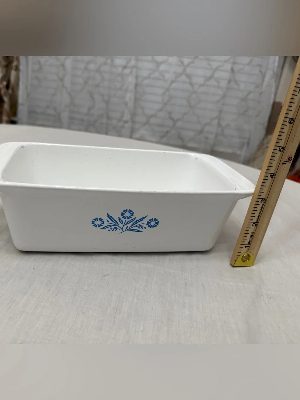 Corningware White Rectangular Baking Dish with Blue Floral Motif